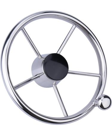 11 Stainless Steel Sport Boat Steering Wheel - 5 Spoke Destroyer Style with Knob & Center Cap - Buy Online on GoSupps.com