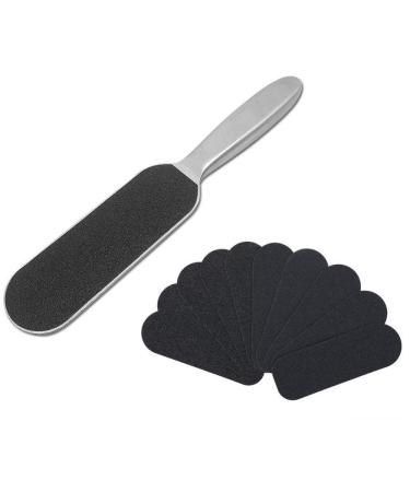Double -page coarse corneal remover footfish care stainless steel dead skin remote pedicure foot rasp with 10 pieces replacement sandpaper