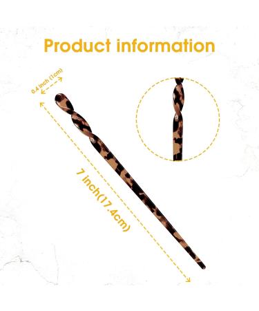 10 Pieces Leopard Print Acetate Hair Sticks Hairpins - Vintage Retro Hair Accessories for Women Girls - Buy Online on GoSupps.com