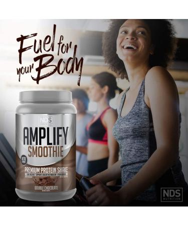 NDS Amplify Smoothie Whey Protein Powder Shake - Build Lean Muscle & Strength, Boost Energy, Lose Fat - Double Chocolate (30 Servings) - Buy Online on GoSupps.com