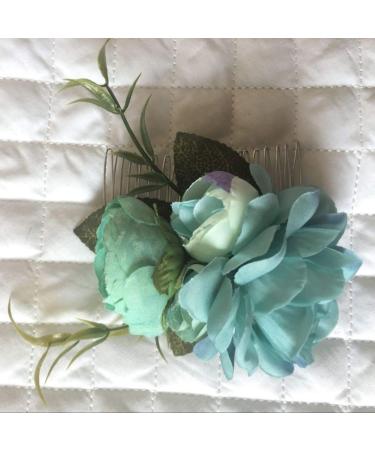 Floral Crown Bride Hair Comb Woman Handmade Side Comb Wedding Hair Accessories for Favor(Blue Flower) - Buy Online on GoSupps.com