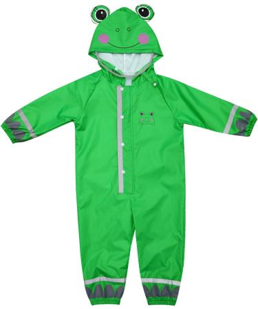 De feuilles Kids Button Rain Suit - Waterproof Hooded Green Frog Jumpsuit (4-6 Years) - Buy Online on GoSupps.com