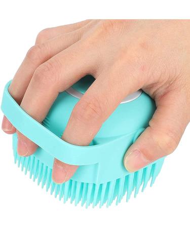 Soft Silicone Pet Dog Bath Brush with Shampoo Dispenser - Blue | Grooming and Cleaning Brush for Hair and Fur - Buy Online on GoSupps.com