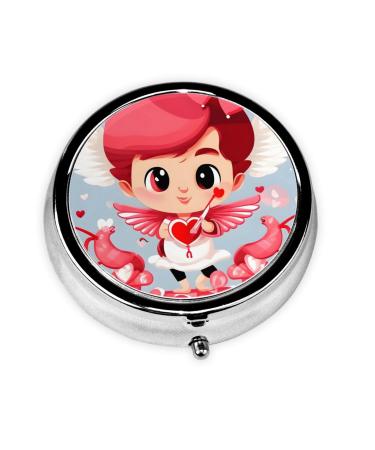 Love Messengerround Pill Box 3 Compartments Round Pill Box Organizer for Purse Or Pocket Portable Travel Pill Box