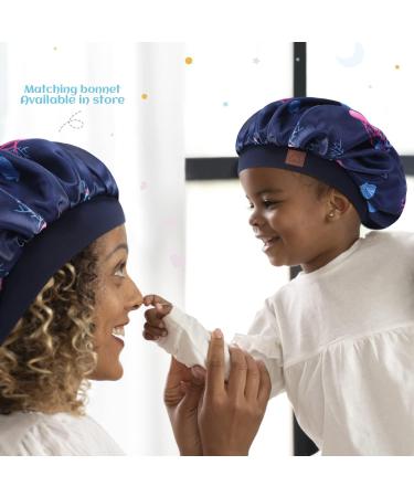 Kids Satin Sleep Cap for Curly Hair | Adjustable Silk Hair Bonnet for Toddlers 1-8 Years - Deep Ocean - Buy Online on GoSupps.com