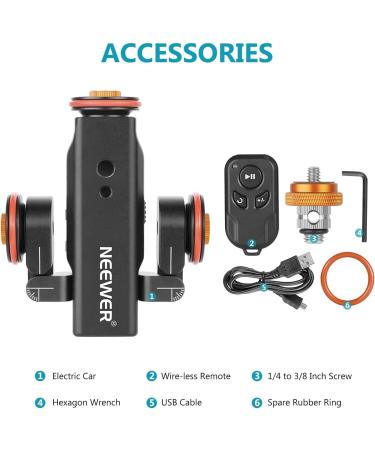 Neewer Wireless Video Camera Dolly: 3-Wheel Motorized Track Slider with Remote Control - Compatible with DSLR, Camcorder, GoPro, iPhone, Android | Electric Dolly Car - Buy Online on GoSupps.com