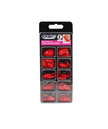 Glam'Up Paris Full Coverage Easy to Use False Nails 100pcs Ballerina Shape No.178 Red