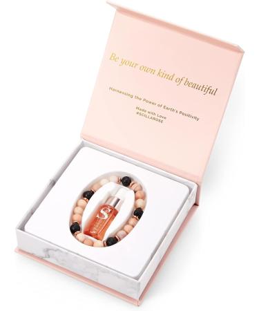 Rose Quartz Anti-Anxiety Bracelet with Lava Rock and Good Sleep Essential Oil - Stress Relief Aromatherapy for Women - Calming Gift for Her - Buy Online on GoSupps.com