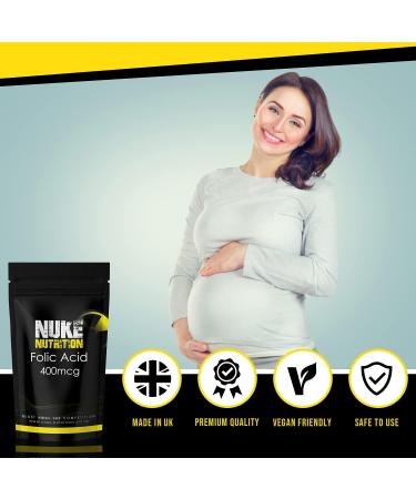 Nuke Nutrition Folic Acid Tablets 400mcg - 60 Tablets | Pre Pregnancy Vitamins for Women | Reduce Tiredness | Folic Acid & Folate Supplement for Men & Women - Buy Online on GoSupps.com