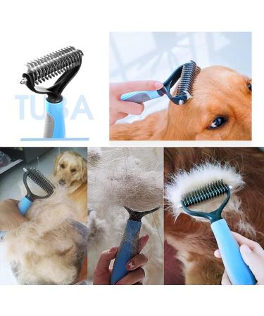 nuoshen Pet Grooming Dematting Comb Double Sided Teeth Blade Dog Undercoat Rake Comb Pet Rake Comb for Dogs and Cats Removes Loose Undercoat - Buy Online on GoSupps.com