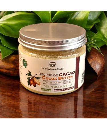 Les Trouvailles D'Horty Cocoa Butter 245g - Ivory Coast - Pure & Natural - Good Benefits for Skin - Hair - Face - Body - Lip Care - Cocoa Butters