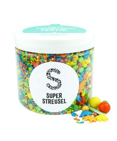 Super Sprinkle Dinoparty | EU Sugar Sprinkles for Cakes & Biscuits | TV & Print Streusel Mix | No AZO Dyes | 180g Pack - Buy Online on GoSupps.com