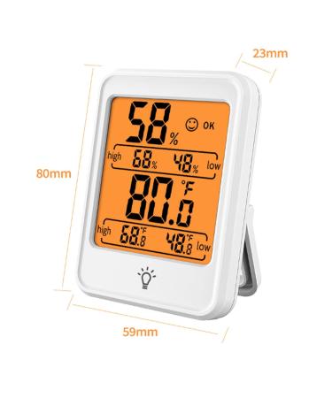 Digital Thermometer Hygrometer for Indoor Use - Accurate Temperature & Humidity Monitor with Backlight for Greenhouses - Compact White Design (7.9 x 5.8 x 2.2 cm) - Buy Online on GoSupps.com