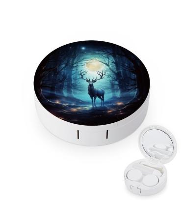 Contact Lens Case Moonlight Deer Portable Travel Contact Lens Box Contact Lens Storage Box