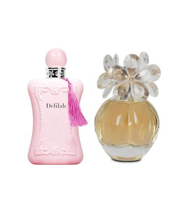 Women's Delilah&Daicy Black Perfume Set Romantic Floral Scent Eau De Parfum Spray for Women 3.4 Fl Oz Each Bottle Daily Used Fragrance