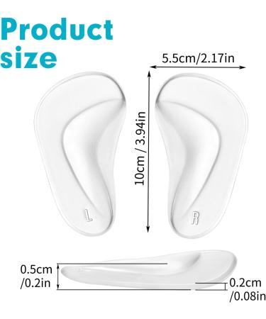 3 Pairs Arch Support Inserts - Soft Gel Insole Pads for Plantar Fasciitis Relief | Transparent Silicone Arch Cushions for Flat Feet & High Heels - Reusable Shoe Insoles - Buy Online on GoSupps.com