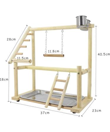 Wishesmar WellensiTich Playground for Nymphensittich Parrots - Climbing Swing & Feeder-Cup Toy | 40.5x37x23 cm Wood Playset - Buy Online on GoSupps.com