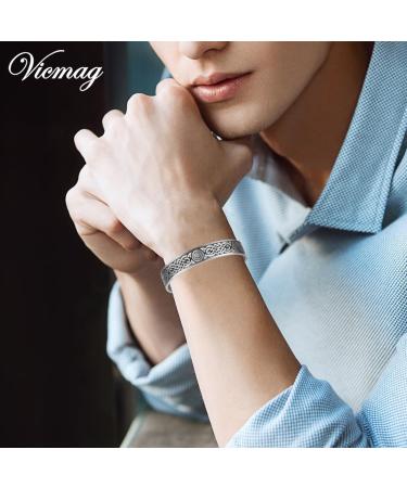Vicmag Lymphatic Drainage Copper Bracelet for Men | 9X Ultra Strength Magnetic | 99.99% Pure Copper | Adjustable Size | Grey Celtic Knot 2 Design | Gift Box Included - Buy Online on GoSupps.com