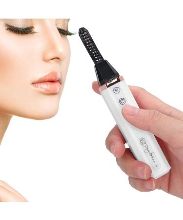 Heated Eyelash Curler Professional USB Rechargeable Heat Lifter Curlers Comb Portable Eyelashes Curling Tools Electric Quick Heated with 3 Temperature Settings for Women Makeup Long Lasting white - Buy Online on GoSupps.com