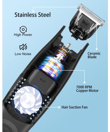 ASAHINA Body Hair Trimmer for Men Electric Vacuum Hair Suction Trimmer Waterproof Hair Clippers Wet/Dry Use Rechargeable Pubic Hair Ball Groomer Groin Hair Hygiene Razor Chest Hair Trimmer Dark Black - Buy Online on GoSupps.com