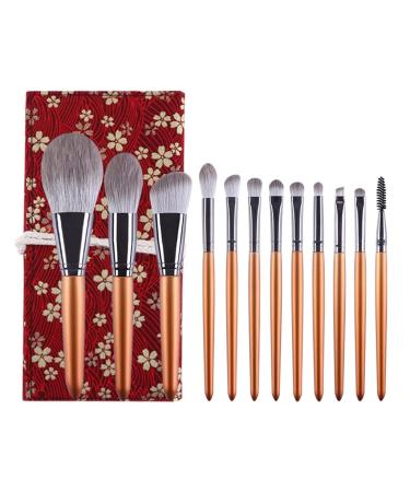 Natural Makeup Brushes Set Eyeshadow Make Up Brush Goat Hair Kit for Face Powder Foundation Make Brush Cosmetics Orange