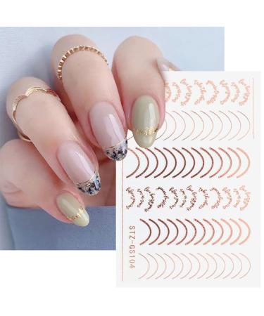 6 Sheet Gold French Fashion Line Nail Art Stickers Decals - Self-Adhesive 3D Nail Decals for Luxury Nail Design and Supply - Buy Online on GoSupps.com