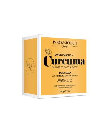 Innovatouch 2-in-1 Turmeric & Shea Butter Soap & Mask Innovatouch Cosmetic Face and Body Scrub with Poppy Seeds Apricot Scent 100g