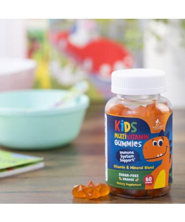 Kids Sugar Free Multivitamin Gummies - Immune Support with Vitamin C, E, Zinc - Chewable Orange Flavor - Vegetarian & Gluten Free - 60 Count - Buy Online on GoSupps.com