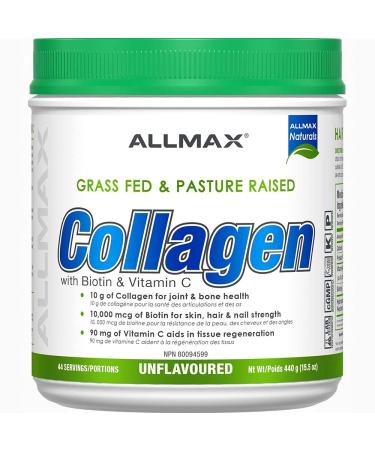 ALLMAX Collagen (with Biotin + Vitamin C) - Grass Fed & Pasture Raised - 440 Gram - 44 Servings