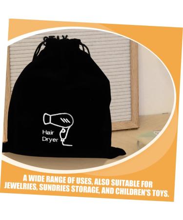 FRCOLOR Flannel Hair Dryer Bag - Travel Organizer for Hair Dryer & Accessories Drawstring Storage - 26x23 cm - Black - Buy Online on GoSupps.com