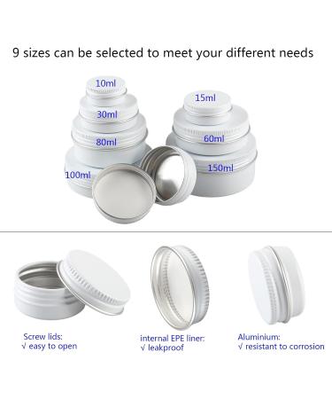 Lusdoly 10 Piece 10ml White Empty Aluminum Screw Box - Round Cream Cans with Spatula | 35x17mm Cosmetic Storage Solutions - Buy Online on GoSupps.com