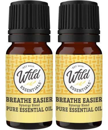 Wild Essentials Breathe Easier Essential Oil Synergy Blend 2 Pack - 10ml | Clear Congestion & Sinus Allergies | Made in USA | 0.34 Fl Oz (Pack of 2) - Buy Online on GoSupps.com