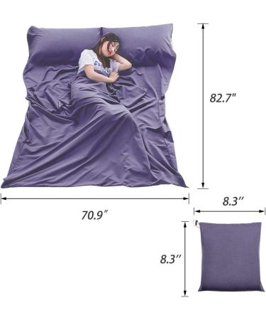 Compact Lightweight Sleeping Bag Liner with Zippered Opening for Feet - Grey/Blue - 82.7 x 70.9 - Ideal for Camping, Backpacking, Hotel, and Hiking - Buy Online on GoSupps.com