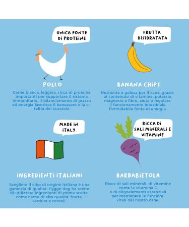 Hygge Dog Croquettes Chippy Chicken | with Beetroot and Banana Chips | Ideal for Puppies up to 18 Months | Helps Regulate Intestinal Function | Made in Italy | 10 kg - Buy Online on GoSupps.com