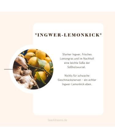  Tea of Dreams Organic Lemon Ginger Tea | Citronkick with Lemongrass & Ginger | Loose Tea | 250g - Buy Online on GoSupps.com