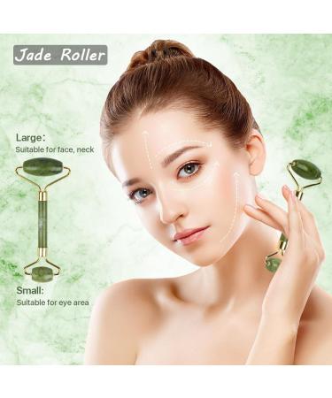 Natural Jade Roller & Gua Sha Set | Premium Facial Massage Tools for Skin Care - Buy Online on GoSupps.com