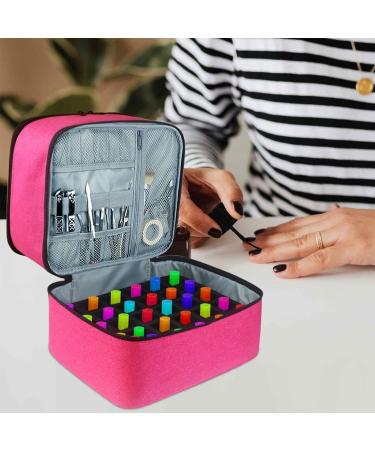 Richolyn Nail Polish Organizer - Travel Double-Layer Case for 30 Bottles | Stylish Pink Nail Dryer & Storage Solution - Buy Online on GoSupps.com