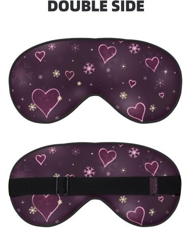 Snowflakes & Hearts Print Sleep Eye Mask - Soft Blindfold with Elastic Strap for Travel & Night Sleeping - Buy Online on GoSupps.com
