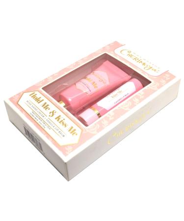 Max Makeup Cherimoya 1 Gift Set of Hold & Kiss Me Rose Hand Cream + Vanilla Lip Balm + 1 Cosmetic Zipper Bag