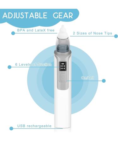 Electric Baby Nasal Aspirator - 6 Levels of Suction Grey | Nose Sucker for Baby and Toddlers - Buy Online on GoSupps.com