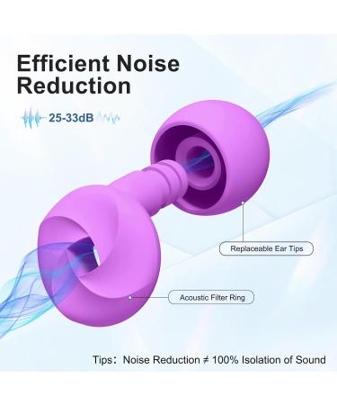 Aopigavi Ear Plugs for Sleeping - Noise Reduction 25-33dB 2 Pairs + 16 Ear Tips - Soft Silicone Noise Cancelling Earplugs for Sleep Study & Work - Purple - Buy Online on GoSupps.com