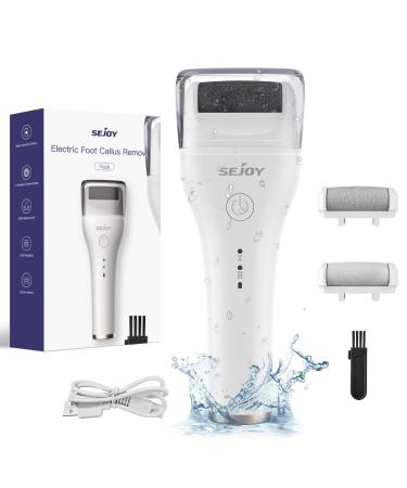 Sejoy Electric Feet Callus Removers Rechargeable 3 Grinding Heads Portable Waterproof Electronic Foot File Pedicure Tools Professional Pedi Feet Care for Dead Hard Cracked Dry Skin