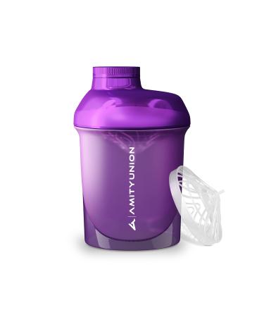 Amityunion Protein Shaker Lila Deluxe 400 ml - protein Shaker leak -proof - BPA free with sieve & scale for creamy whey protein powder shakes - Gym Fitness mug for isolate sport concentrating purple
