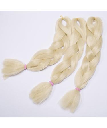 One Piece Braiding Hair Extensions Synthetic 24 Inch 100g Crochet Hair Braid Heat-Resistant - Bleach Blonde - Buy Online on GoSupps.com