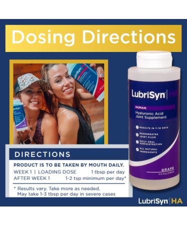 Lubrisyn Hyaluronic Acid Oral Joint Supplement Liquid HA Formula for Humans Promotes Joint Support Mobility Flexibility Hydration & Healthy Function for Men & Women Grape Flavor 11.5oz - Buy Online on GoSupps.com