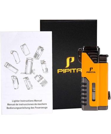 PIPITA Torch Lighter Windproof Cigar Lighter Red Four Jet Flame Adjustable Refillable Inflatable Butane Gas Lighter with Punch (Without Gas) - Buy Online on GoSupps.com