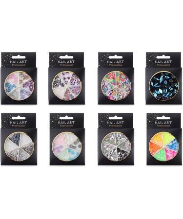8 Wheels Metal Nail Art Decorations Colorful Mixed Metal Nail Art Nail Rhinestones 3D Shell Flower Glitters Flower Shell Beads(001) - Buy Online on GoSupps.com