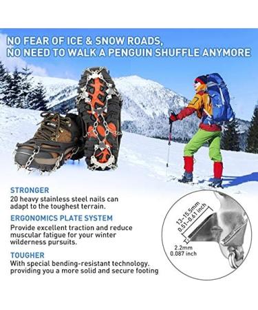 20-Spikes Traction Cleats for Ice and Snow - Ideal for Walking, Jogging, Climbing, Fishing, Hiking - Large Size - Buy Online on GoSupps.com