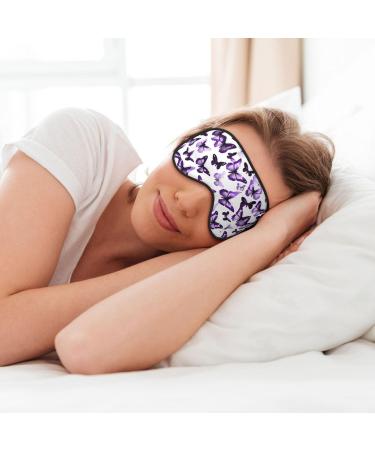 Soft Sleeping Eye Mask White and Purple Butterflies Breathable Perfect for Travel and Relaxation - Buy Online on GoSupps.com
