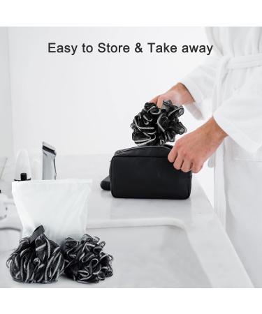 Bamboo Charcoal Shower Loofah Sponge 4 Pack - Exfoliating Body Scrubber for Men & Women - Gentle Cleanse Bath Pouf - Buy Online on GoSupps.com